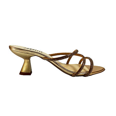 (5321-11779) Sandália Tiras Strass Prime Ouro