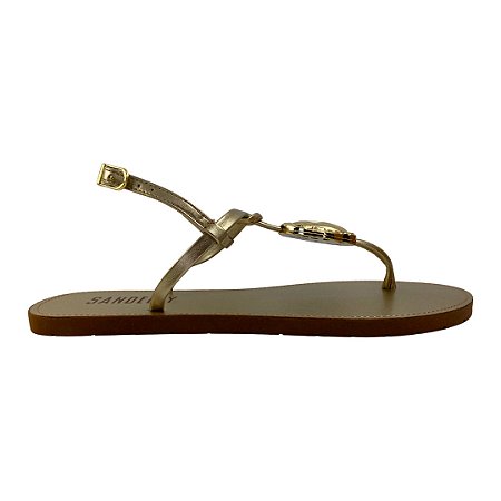 (420 C309) Sandália Rasteira Detalhe  Ouro Light