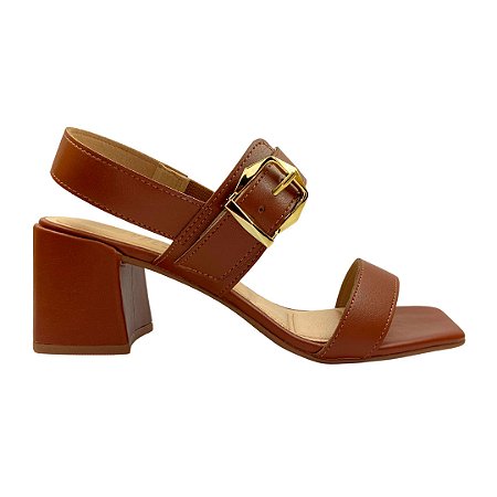 (6942A-19836) Sandália Salto Bloco Com Fivela  Toscana Tiramissu