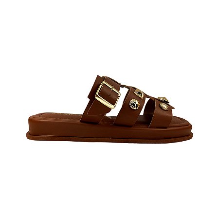 (2990Te) Flatform Detalhes Fivela Caramelo