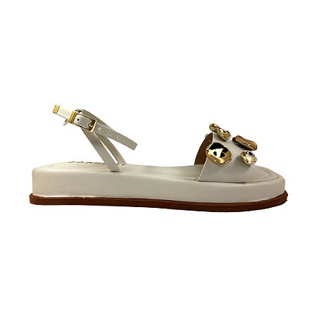 (4136Te) Flatform Aplicações Douradas Off White