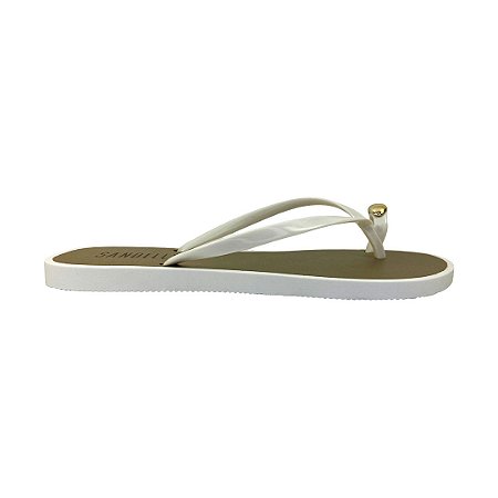 (8517-17035) Rasteira Tira Fina Detalhe  Branco