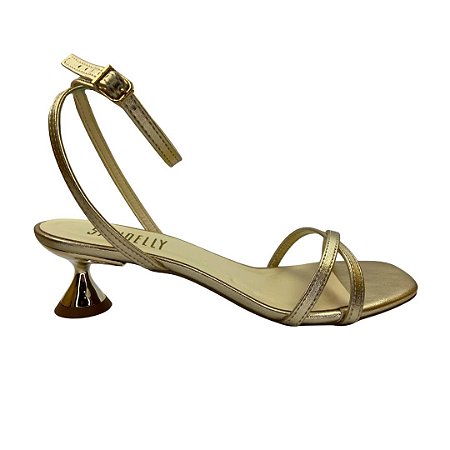 (5391-12059) Sandália Salto Taça Espelhado Ouro