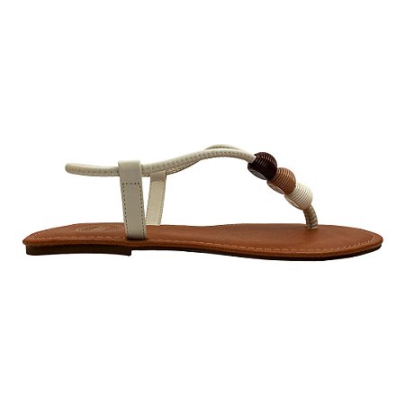 (95013) Sandália Rasteira Tira Central Detalhe Esferas  Bistro