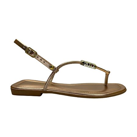 (700011454) Sandália Rasteira Com Aplique  Cobre