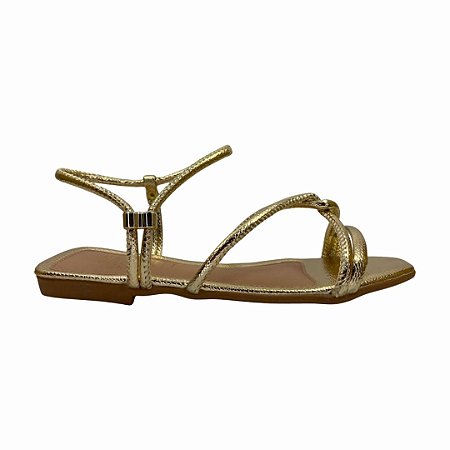 (696611754) Sandália Rasteira Trançada  Ouro Light