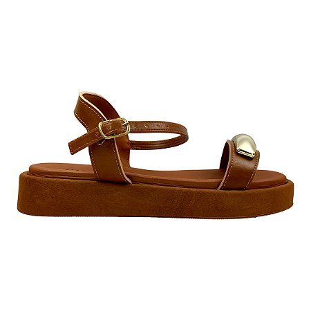 (Zx2563) Flatform Detalhe Metálico Fivela Ajustável  Ambar