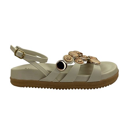 (40124-100) Papete Com Aplicações Metálicas E Palmilha Anatômica Off White