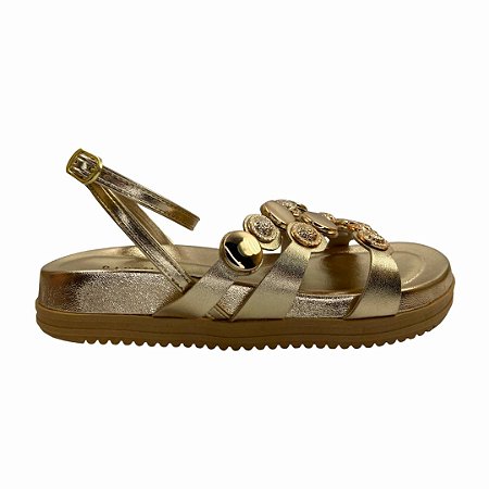 (40124-100) Papete Com Aplicações Metálicas E Palmilha Anatômica Metal Champagne