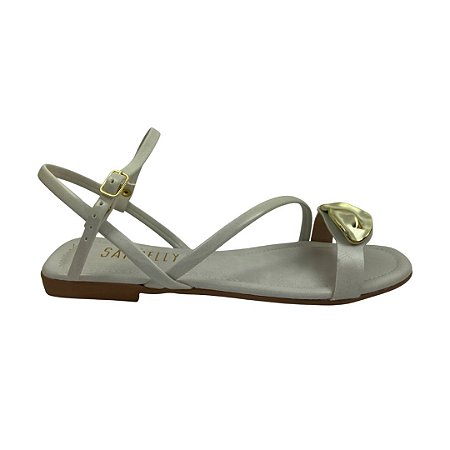 (701711454) Sandália Rasteira Com Detalhe Orgânico Off White