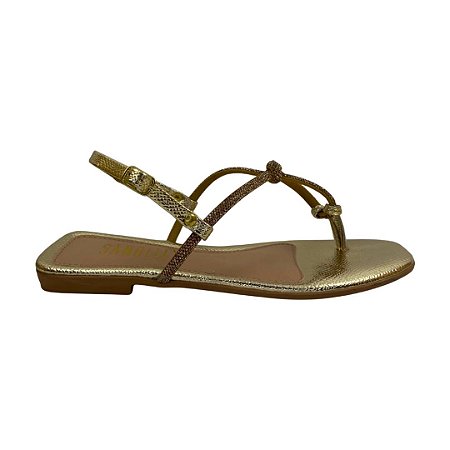 (702011754) Rasteira Detalhe Strass Ouro Light