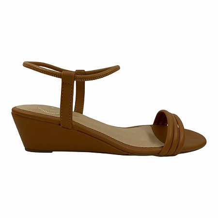 (44655) Sandália Anabela Com Tiras Ambar