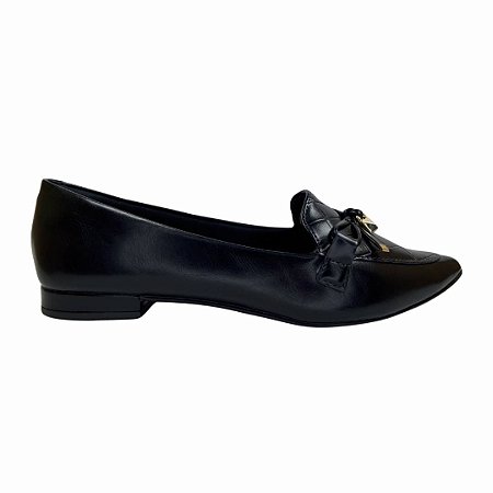 (8117-16524) Sapatilha Bico Fino Matelassê Laço  Preto