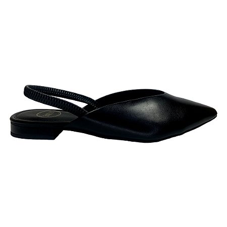 (79060) Sapatilha Slingback Bico Fino Preto