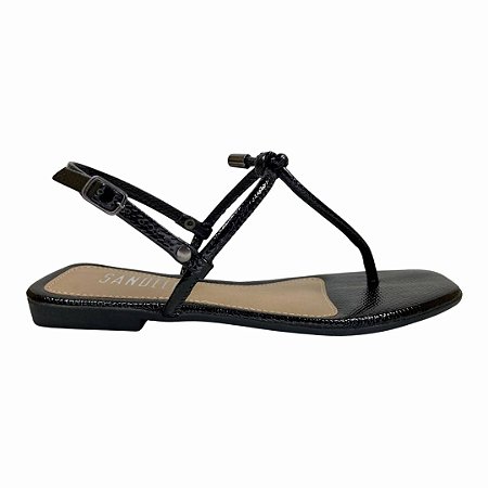 (675511754) Rasteira Tira Nó Decorativo Preto