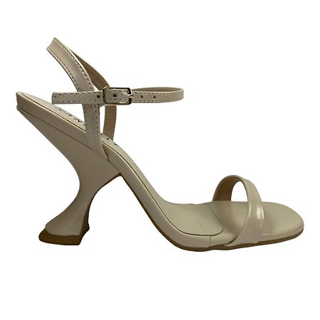 (4590T-12251) Sandália Salto Alto Com Tiras Finas E Design Moderno Panna Cota