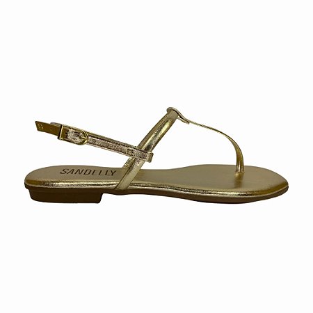(An1492) Sandália Rasteira Minimalista Tiras Finas  Ouro Light