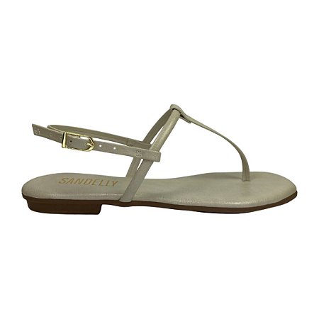 (An1492) Sandália Rasteira Minimalista Tiras Finas  Off White
