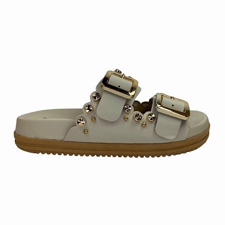 (40126-100) Papete Com Fivelas E Aplicações De Spikes Off White