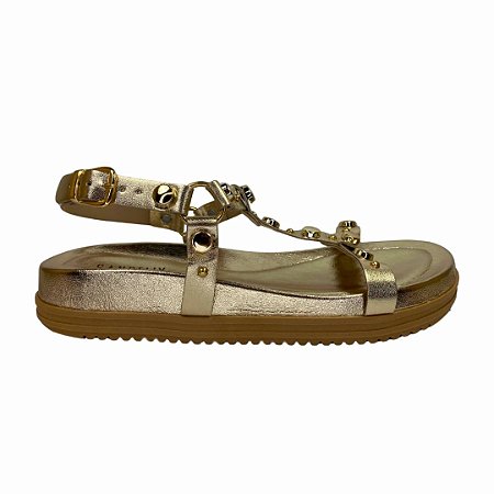 (40210-100) Papete Flatform Com Tiras Em T E Aplicações Metálicas Champagne