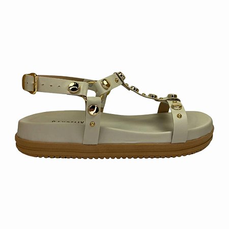 (40210-100) Papete Flatform Com Tiras Em T E Aplicações Metálicas Off White