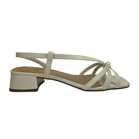 (6882-21255) Sandália Salto Bloco Baixo Tiras Finas E Nó Off White