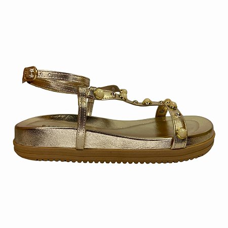 (40195-100)Papete Flatform Com Tiras Em T E Aplicações Ornamentais Champagne
