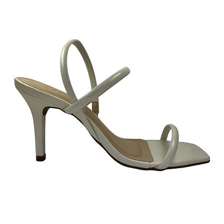 (6797P-19167P-6) Sandália Salto Fino Com Tiras E Bico Quadrado Off White