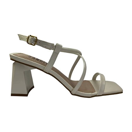 (8148-74031) Sandália Salto Geométrico Off White