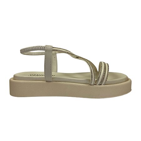 (Zx2723) Flatform Prática Calce Fácil Com Tiras Em X E Design Elegante  Off White