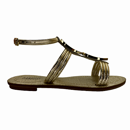(8449-7100) Rasteira Detalhes Perolados Champagne