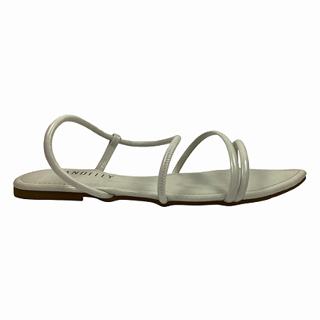 (175-1309) Rasteira Tiras Tubulares Bico Folha Off White