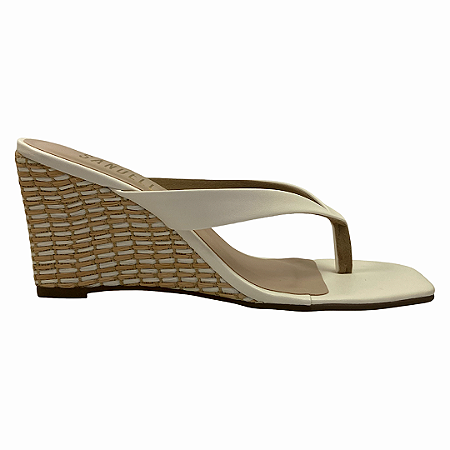 (7099-20842) Tamanco Salto Anabela Artesanal Off White