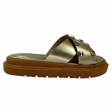 (1725Th5) Flatform Tachas Metálicas  Ouro Light