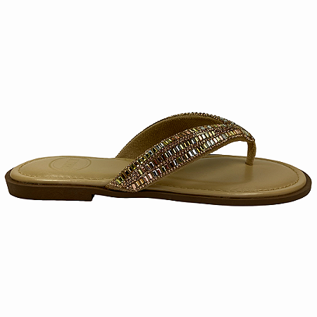 (552165)Rasteira Tira De Strass Latte