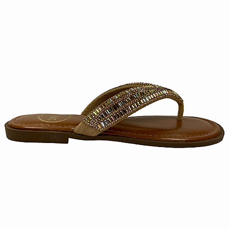 (552165)Rasteira Tira De Strass Ambar
