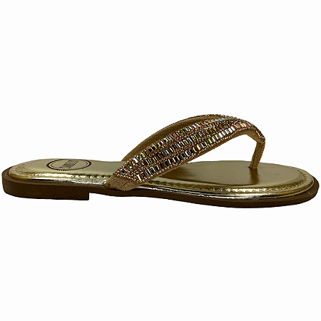 (552165)Rasteira Tira De Strass Iron Ouro