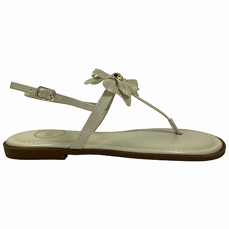 (552212)Rasteira Flor Tira No Tornozelo Off White