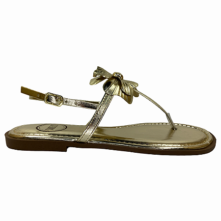 (552212)Rasteira Flor Tira No Tornozelo Iron Ouro