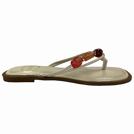 (952195)Rasteira Pedrarias Coloridas  Off White