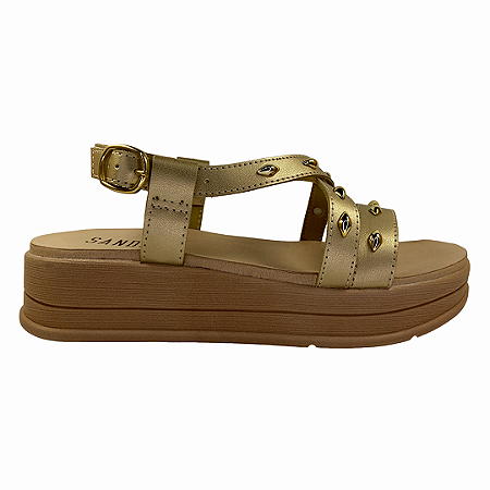 (8443-16575) Flatform Tiras Detalhes Metálicos Ouro Light