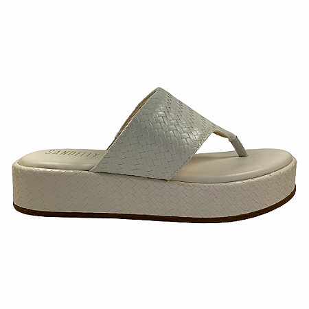 (8457-16725) Flatform Tira Trançada Palmilha Macia  Off White