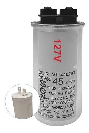 Capacitor 45uf Lavadora Brastemp/Consul 127V original - W11574386