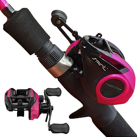 Kit Pesca Rosa Vara Frost 1,80m E Molinete Carina 4000