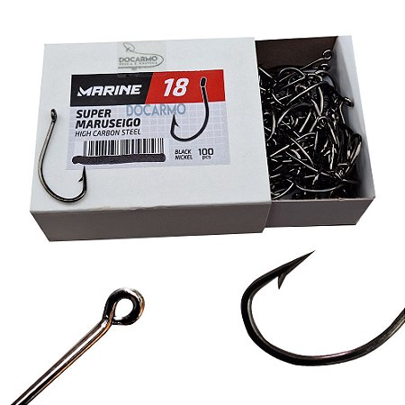 Anzol de Pesca Super Maruseigo Black Preto Caixa 100 uni