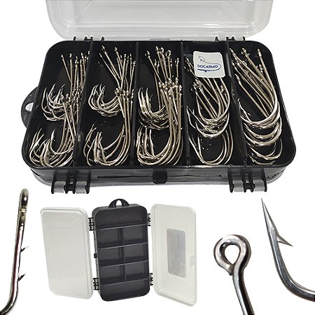 Estojo Anzol Marine Grande Espinhel com 80 Unidades Tucunaré