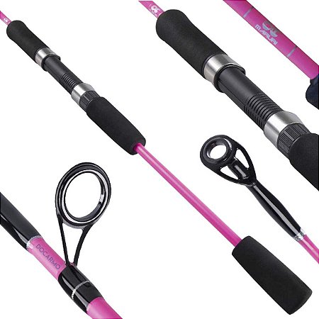 Vara para Molinete Inteiriça 20lb Rosa Fibra de Vidro Maciça Maruri Cabo Bi Part