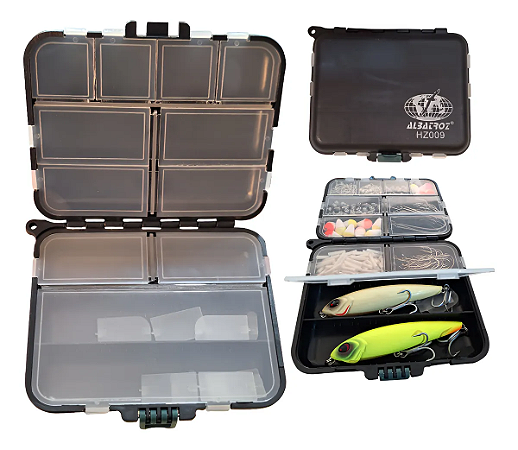 Kit 2 Mini Estojo Organizador de Pesca Albatroz Guarda Anzol Miçanga