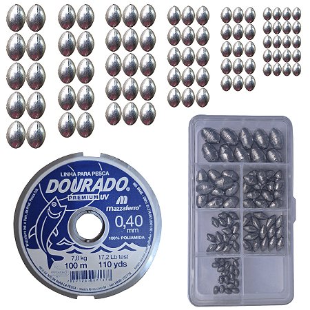 Kit Chumbada de Pesqueiro Com Estojo Organizador E Linha 0.40mm