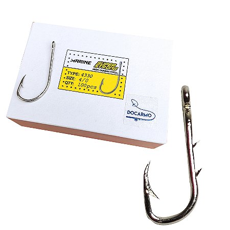 Anzol Marine Sports Super Strong 4330 Tamanho Numero 4/0 Caixa Com 100 Unidades